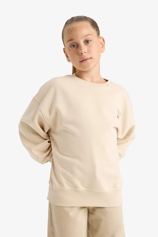 Defacto Kız Çocuk Oversize Geniş Kalıp Bisiklet Yaka Baskılı Sweatshirt E6755a825auer230 Ekru