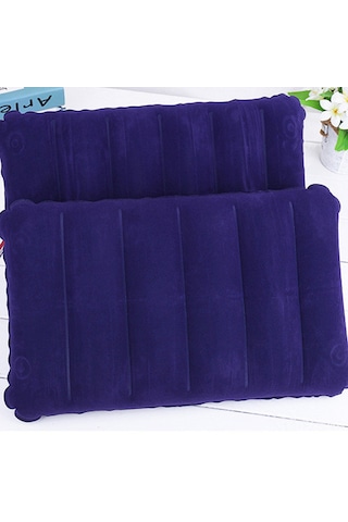 Fosenze Seyahat Ve Kamp İçin Pvc Floklu Yastık - Boyun Ve Lomber Desteğiyle Ofis Dinlenme, Piknik Kullanıma Uygun 46x30x9cm Hava Yastığı Mor