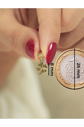 Fiyonk Kuyumculuk 14 Ayar Altın Minik Yonca Kolye Ucu 001