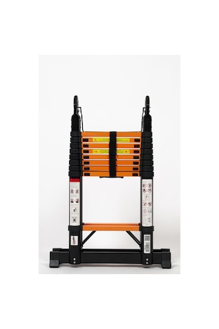 Cardilife 2.8 + 2.8 Metre Teleskopik Çelik Merdiven 9+9 Basamaklı