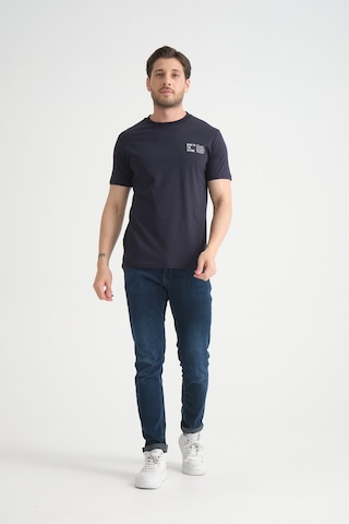 Shooter Sportwear Shooter Erkek Pamuklu T-shirt Premium Kalite Minimal Tasarım Regular Kalıp Lacivert