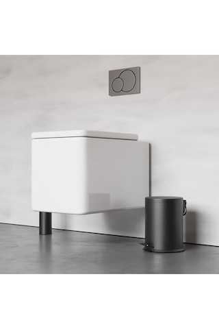 Zift Unique Paslanmaz Çelik Mat Siyah Çöp Kovası, Pedallı Ve Amortisörlü Modern Çöp Kovası 5lt Siyah