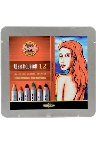 Koh-i Noor Wax Aquarell Balmumu Kalın Boya Kalemi 12 Renk Metal K