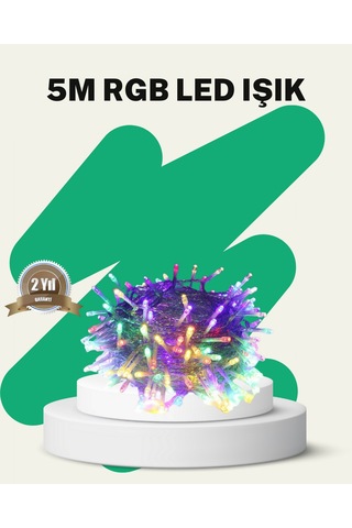 Muratech 50 Li Led Şeffaf Kablolu 5 M Aydınlatma Işık Süsleme Led Çok