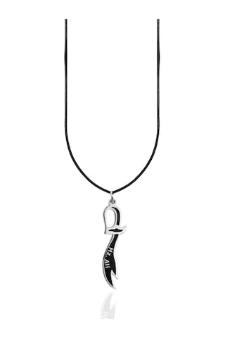 Oya Silver Siyah Mineli Hz. Ali Yazılı Zülfikar Kılıcı Gümüş Kolye Ucu 4.4x1cm Oyot335