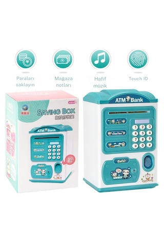 Techtic Kumbara Elektronik Kasa Dijital Para Biriktirme Kasası Mini Atm Makinesi Şifreli Atm Kumbara Sticker Hediye 001