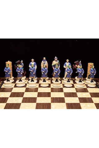 Osmanlı- Ingiliz Temalı Orta Boy Lüks Satranç Ve Yenigün Satranç Tahtası