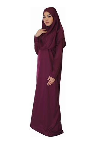 Zehranaz Namaz Elbisesi Koyu Mürdüm Fermuarsız Namaz Elbisesi