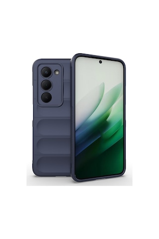 Xiaomi Redmi 15 Kılıf Esnek Tpu Oyuklu Arka Yüzey Tasarımlı Mkst Etnik Silikon Kapak - Lacivert Lacivert