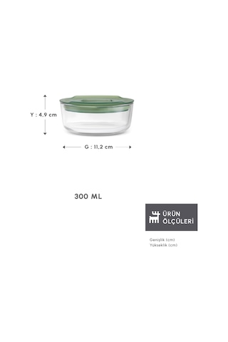 Karaca Green Yuvarlak Cam Saklama Kabı 300 Ml Yeşil