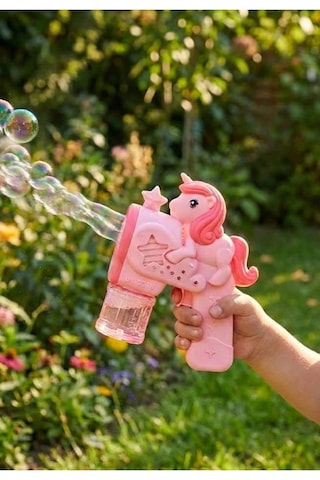 Solüsyon Hediyeli Işıklı Unicorn Köpük Balon Makinesi Pembe