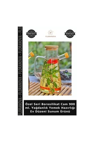 Özel Seri Borosilikat Cam 900 Ml. Yağdanlık Yemek Hazırlığı Ev Düzeni Sunum Ürünü Çok Renkli