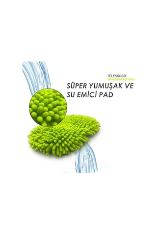 Wilma Secret Mikrofiber Araba Yıkama Paspası Temizleme Fırçası Teleskopik 3 Adet