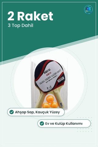 Masa Tenisi Seti 2 Raket 3 Top Ahşap Sap Kauçuk Yüzey Ev Okul Kul