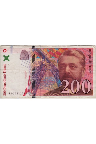 Fransa 200 Frank 1996 Eyfel Kulesi-paris Temalı. Arka Yüzde Ufak Mürekkep Lekesi Çok Temiz.