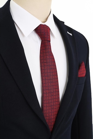 Brianze Bordo Lacivert Kare Desen Kravat Mendil Set Bordo