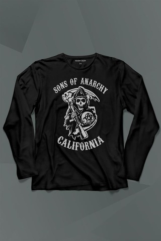 Sons Of Anarchy California Skull Hayalet Uzun Kollu Tişört Baskılı T-shirt 001