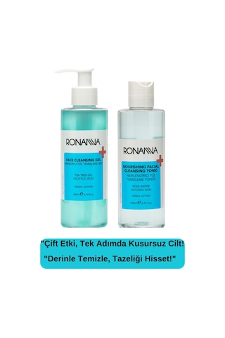 Ronanna Arındırıcı Yüz Temizleme Jeli Ve Nemlendirici Gözenek Sıkılaştırıcı Tonik - 200 ml