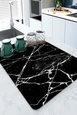 Siyah Mermer Görünümlü Microfiber Bulaşık Kurutma Matı Mm012