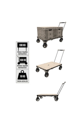 Fct50 100kg Kamp Masası Ve Yük Taşıma Aracı Bej