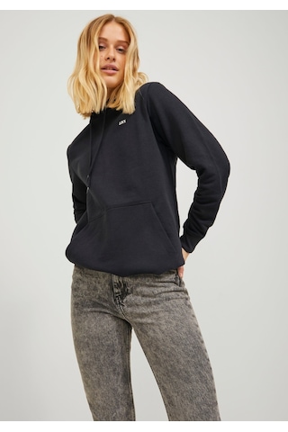 Jack & Jones Kadın Kapüşonlu Minimal Logo Baskılı Sweatshirt - Abbie 12223961 Black Mint Yeşili