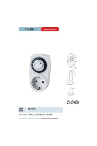 Horoz Tımer-1 Mekanik Günlük Zamanlayıcı Priz