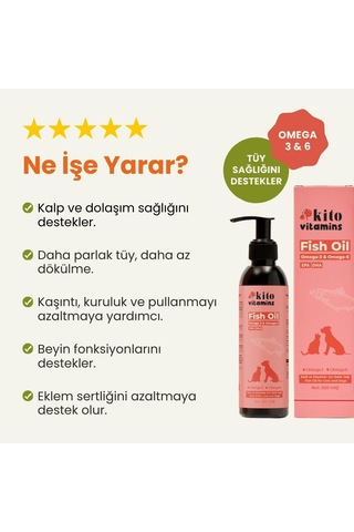 Balık Yağı 200 Ml Kedi Ve Köpekler İçin Omega 3 & 6 İçerikli Deri, Tüy, Eklem Ve Kalp Sağlığı Tamamlayıcı