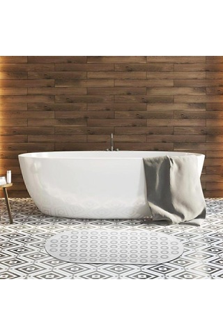 Dln Shop 2 Adet Bath Math Banyo & Duş Kaydırmazı Beyaz Renk Masajlı Model Banyo Paspas V-142 Beyaz