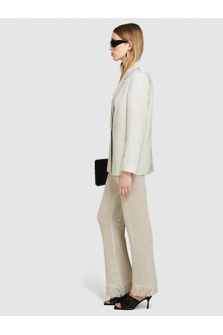 Sisley %100 Viskoz Cebi Biyeli Tek Düğmeli Saten Blazer Ceket Kadın Gri Ceket - 324p29nmlw023 Bej
