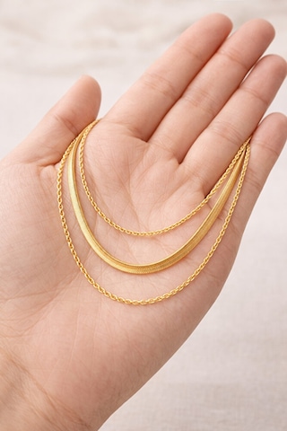 Gold Katmanlı Yılan Zincir Ve Burgulu Zincir Kombin Kolye Çok Renkli