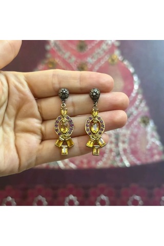 Sitrin Gümüş Küpe 336 Sarı