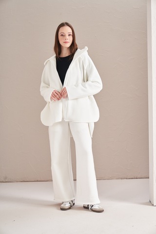 3 İplik Şardonlu Eşofman Ekru Ekru