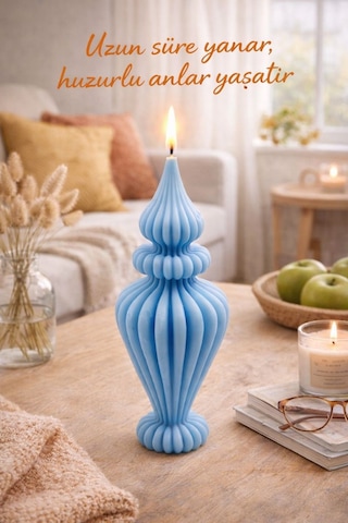 Dekoratif Lüks Soya Mum,el Yapımı Doğal Mum,uzun Yanma Süreli Modern Ev Hediyesi,ev Süsü Mavi 210 G Mavi