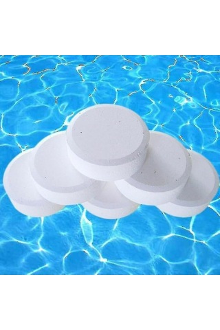 Wezone Halka Havuz İçin 50 Adet Klor Tabletleri - Alg Önleyici, Su Şeffaflığını Artıran, Güneş Işığına Dayanıklı Sabit Klor Dozu Sağlayıcı Beyaz