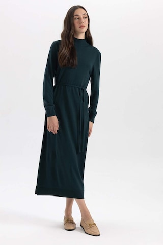 Defacto Regular Fit Yarım Balıkçı Yaka Basic Düz Yırtmaçlı Uzun Kollu Maxi Triko Elbise A9807AX23WNGN427 Yeşil