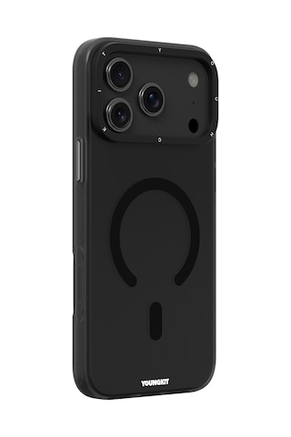 Apple Uyumlu iPhone 17 Pro Max Kılıf M-safe Şarj Özellikli Youngkit Hidden Sand Serisi Kapak Siyah Siyah