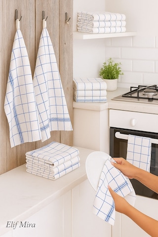 10 Lu Lüks Mutfak Kurulama Bezi Seti 45x65 Cm Table Linen Beyaz