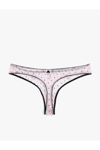 Koton Fiyonk Detaylı Puantiyeli Tül String Külot Pembe Desenli 7wlk30062mk