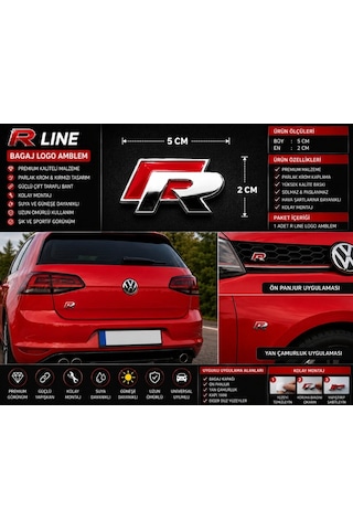 R Logo Bagaj Amblem Krom Kırmızı Premium Tasarım 0000
