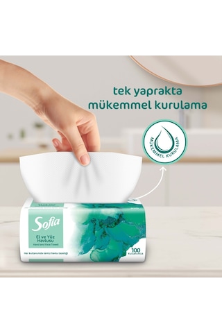 Sofia 100'lü El Ve Yüz Havlusu 2 Paket Yumuşak Doku İle Mükemmel Kurulama Sağlar