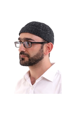 Kışlık Kadife Takke Katlamalı Desenli - Füme