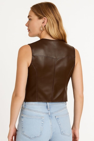 Hakiki Deri Kahverengi Kadın Yelek Kahverengi