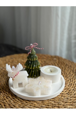 Kübra Design Candles Yılbaşı Özel Çam Ağaçlı Mum Seti