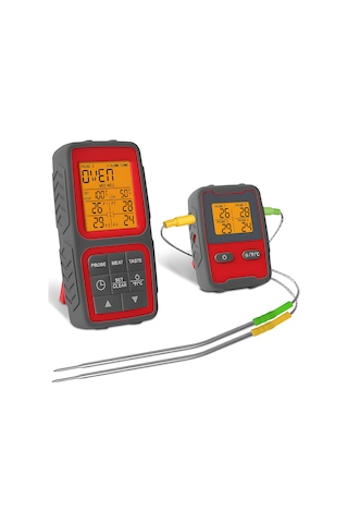 Tenfowee Kablosuz Et Termometresi - 150m Menzilli, Alarmlı, Çift Problu, Manyetik Ve Asılabilir Bbq Aleti Gümüş
