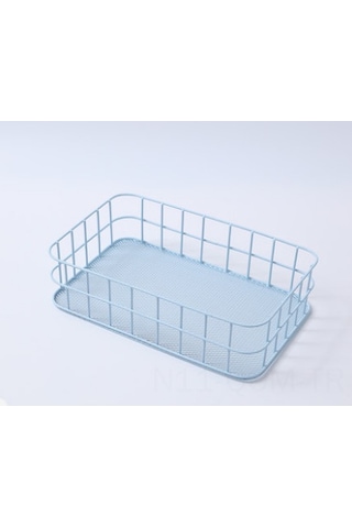 Qingmipy Mavi Nordik Demir Ağızlı Organize Sepet - Mutfak, Dormitory, Odalar İçin Atıştırmalık, Eşya Depolama Kutusu