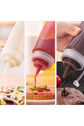 Buffer 4 Adet Şeffaf Kapaklı Plastik Yağlık Sosluk Şişesi 400Ml