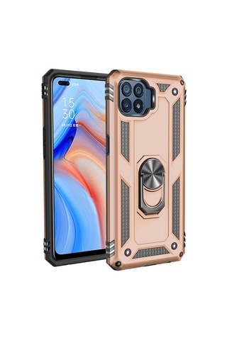 Oppo Reno 4 Lite Kılıf Zore Vega Yüzük Standlı Zırh Kılıf