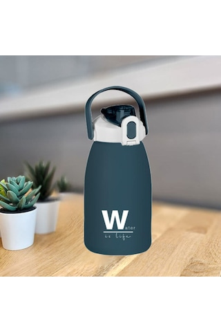 Bpa İçermez 1500 Ml Mavi Su Matarası Taşıma Askılı, Kilitli Kapaklı, Spor Günlük Kullanıma Uygun Mavi