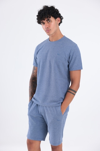 Rowinger Waffle Dokulu Nakış Logo Detaylı Oversize Erkek T-shirt İndigo