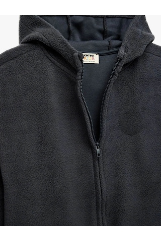 Koton Fermuarlı Kapşonlu Polar Lacivert Erkek Çocuk Sweatshirt 6wkb10135tk Lacivert
